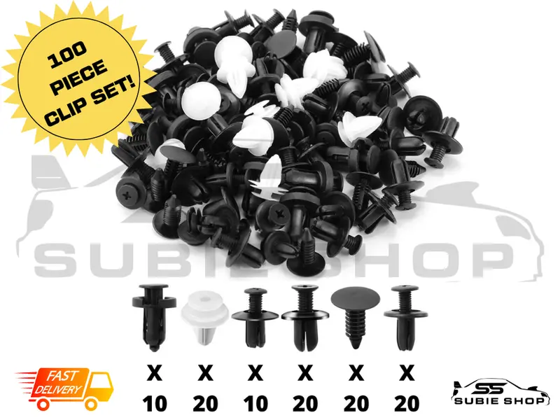 100 X Plastic Bumper Guard Fastener Clips For Subaru Impreza Wrx Liberty Outback 1