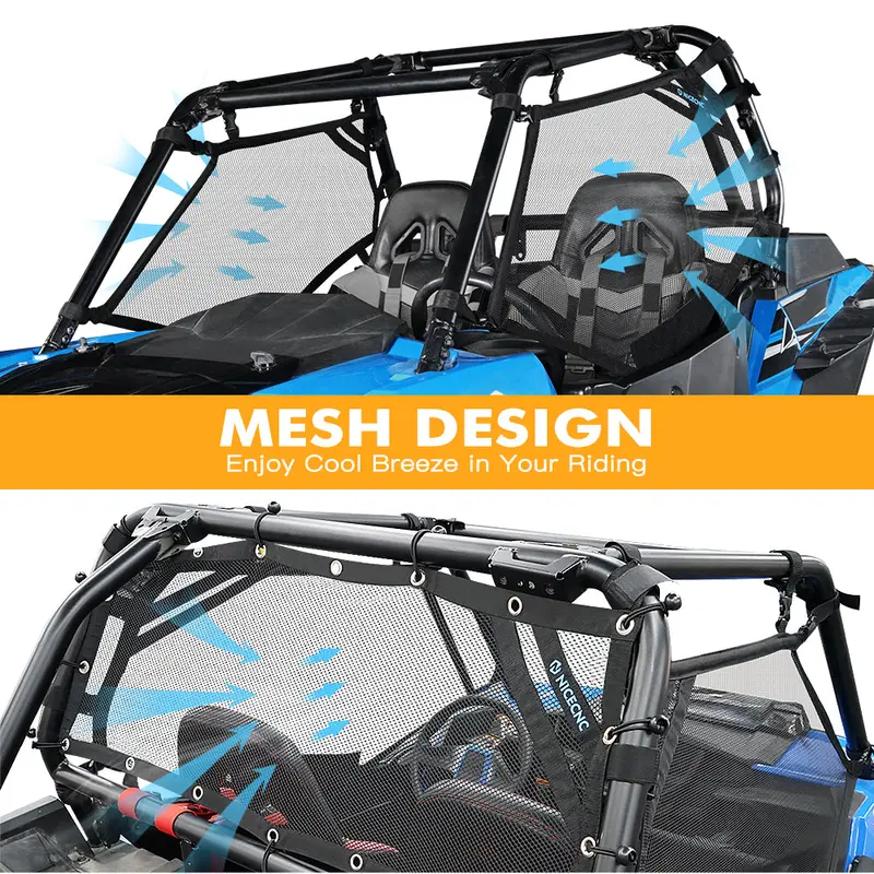 3Pcs Window Net Roll Cage Mesh Guard Kit For Polaris Rzr 570 1000 Xp Turbo 2