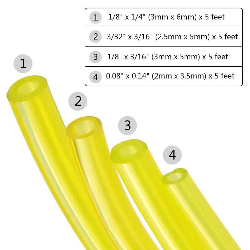 4X Polyurethane Petrol Fuel Gas Line Pipe Hose Tube For Trimmer/Chainsaw/Blower 1