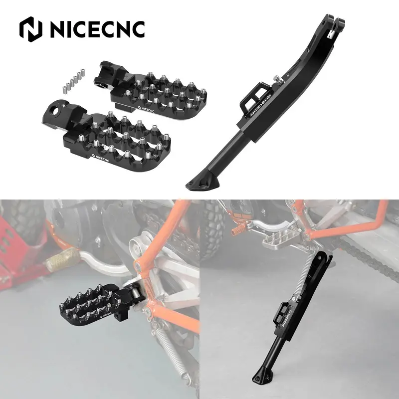 Adjustable Kickstand + Lower Larger Footpegs For Ktm 690 Enduro Smc R 2008-2024 2