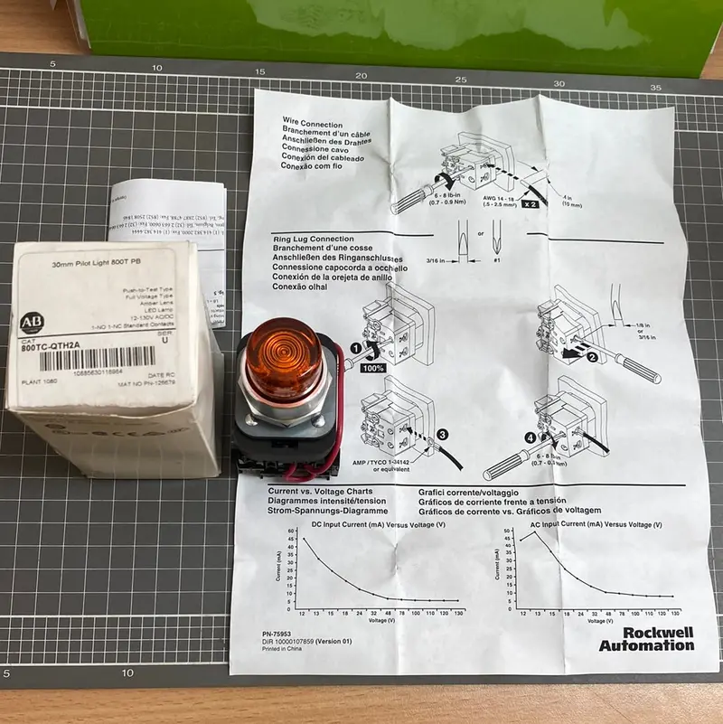 Allen-Bradley 800Tc-Qth2a 30Mm Pilot Light 800T Pb (Amber) 1