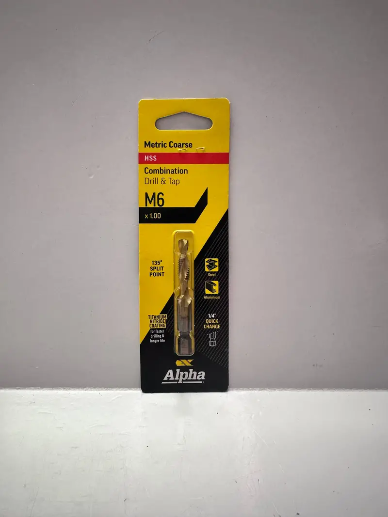 Alpha M6x1.00 Metric Course Combination Hss Drill & Tap, Titanium Nitride Coated Dtmc060 1