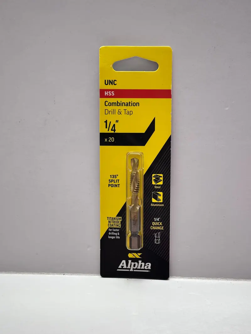 Alpha Unc Hss 1/4" X 20 Combination Drill & Tap, Titanium Nitride Coated Dtunc14 1