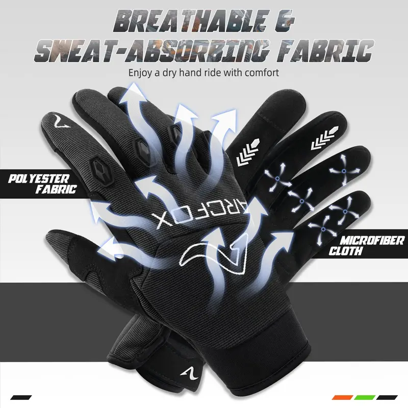 Arcfox Dirt Bike Gloves For Atv Utv Mtb Motocross Motorcycle Off-Road Riding Touch Screen Breathable Sweat-Absorbing Fabric 9