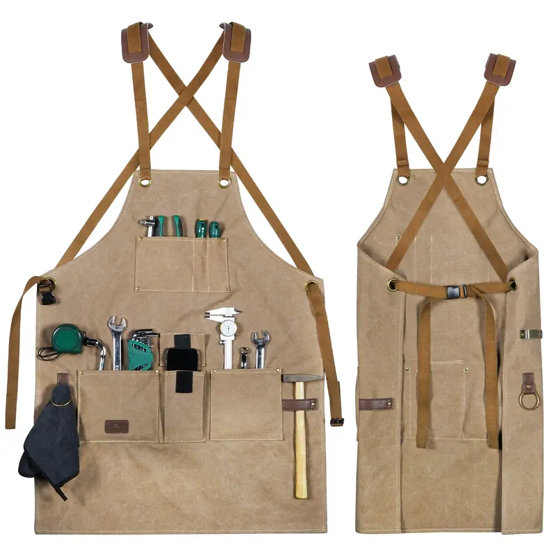 Arcfox Heavy Duty Canvas Woodworking Mechanics Apron With 9 Pockets 1