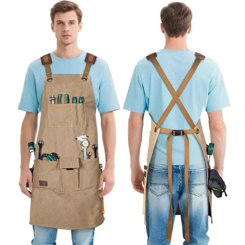 Arcfox Heavy Duty Canvas Woodworking Mechanics Apron With 9 Pockets 2