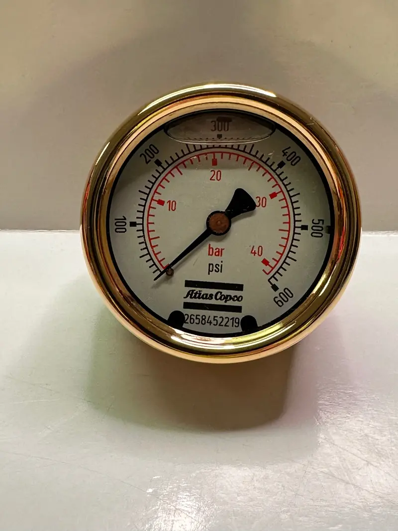 Atlas Copco 2658452219 Air Pressure Gauge 600 Psi Brass/Gold 1