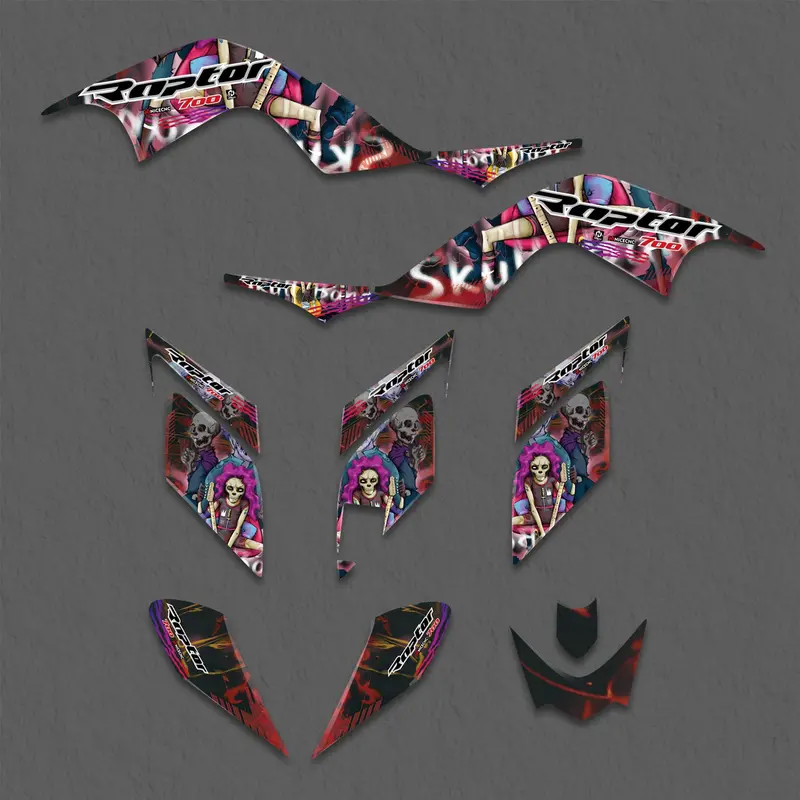 Atv Graphic Decals Stickers Full Kit For Yamaha Raptor 700 2006-2012 1
