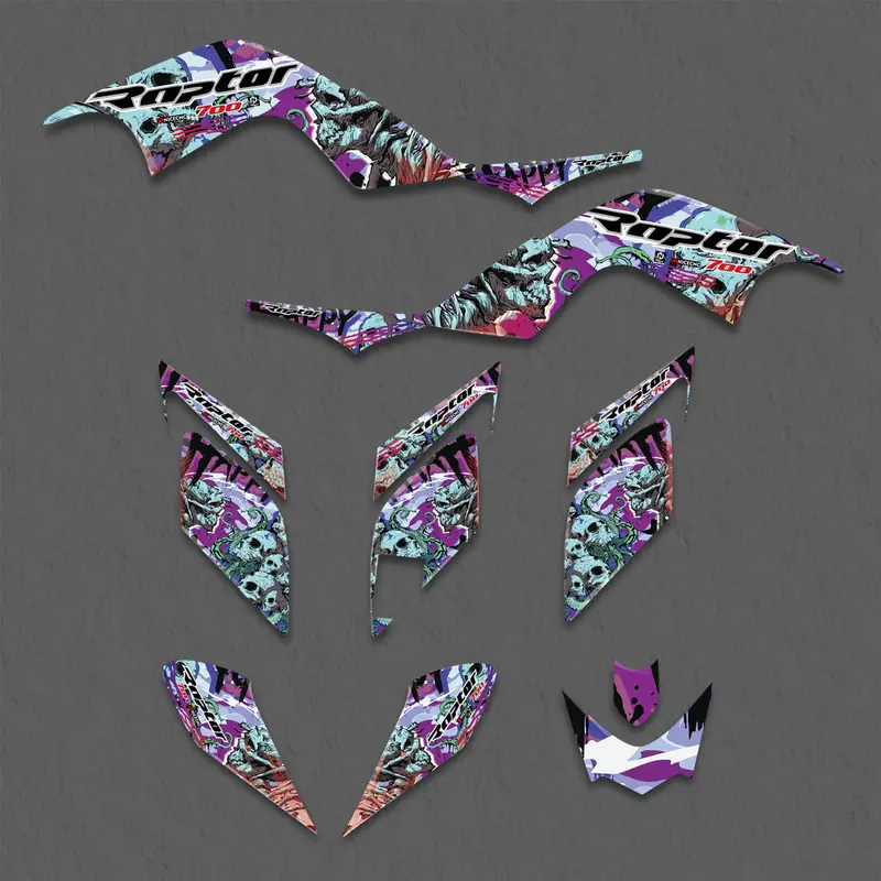 Atv Graphic Decals Stickers Full Kit For Yamaha Raptor 700 2006-2012 3