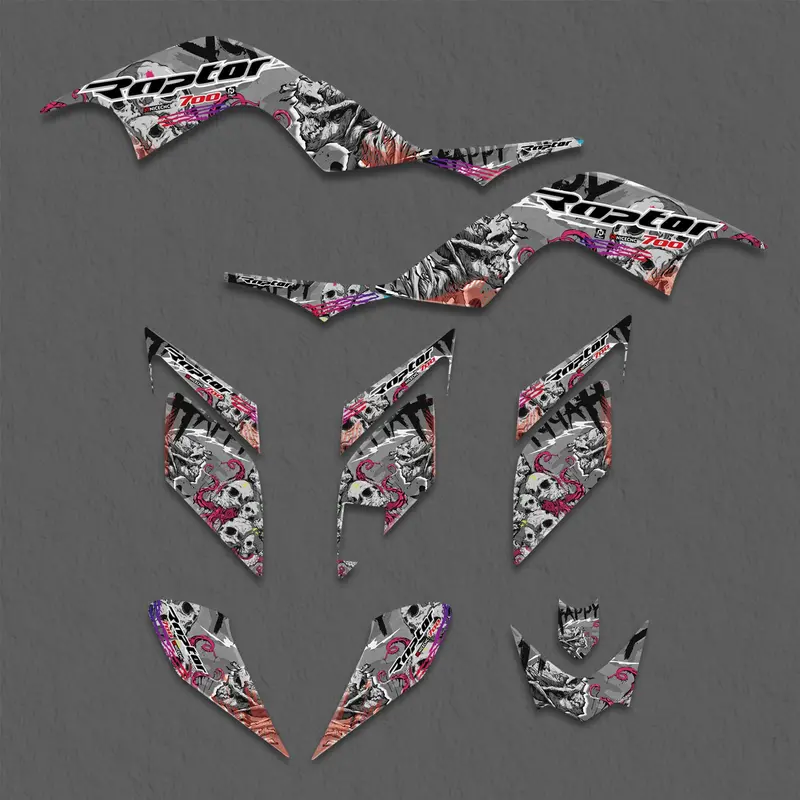 Atv Graphic Decals Stickers Full Kit For Yamaha Raptor 700 2006-2012 4