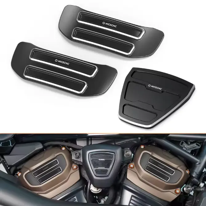 Cam Sprocket Medallions Trim + V-Side Cover For Harley Sportster S 1250 Pan America 2