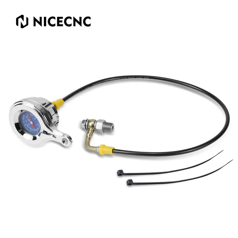 Chrome 60Psi Engine Oil Pressure Gauge Kit For Harley Road King Electra Tri Street Glide 1