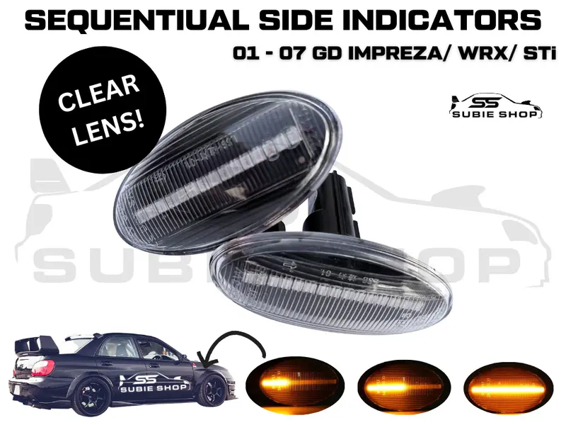 Clear Lens Sequential Fender Side Indicators For 01 - 07 Subaru Impreza Rs Wrx 1