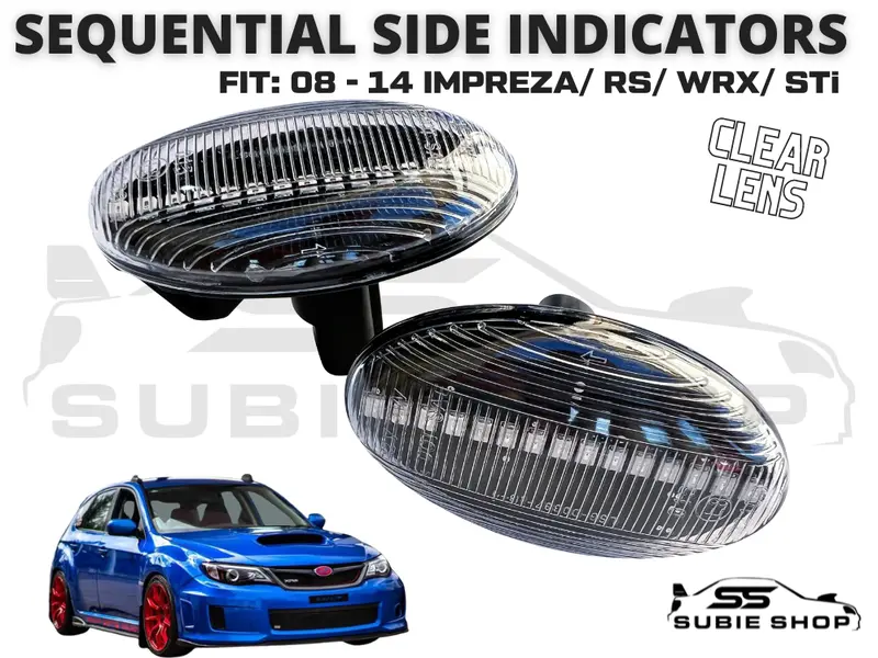 Clear Lens Sequential Fender Side Indicators For 08 - 14 Subaru Impreza Rs Wrx 1
