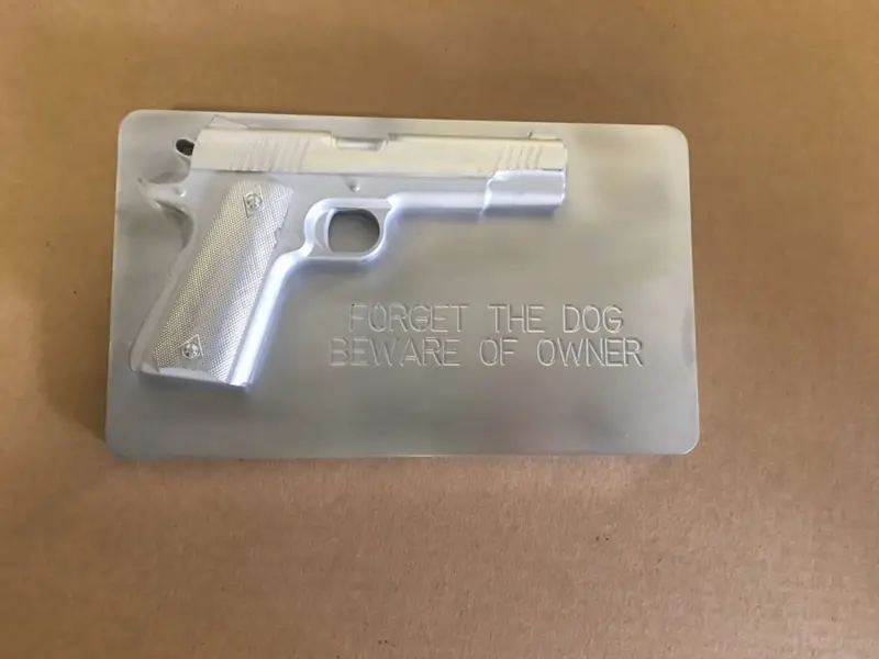 Colt 1911 A1 Man Cave/Garage Art Plaques - 12" X 7" -Cnc Machined Beware Of Owner 1