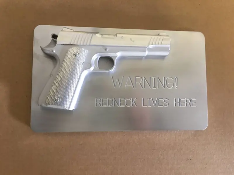 Colt 1911 A1 Man Cave/Garage Art Plaques - 12" X 7" - Cnc Machined Redneck 1