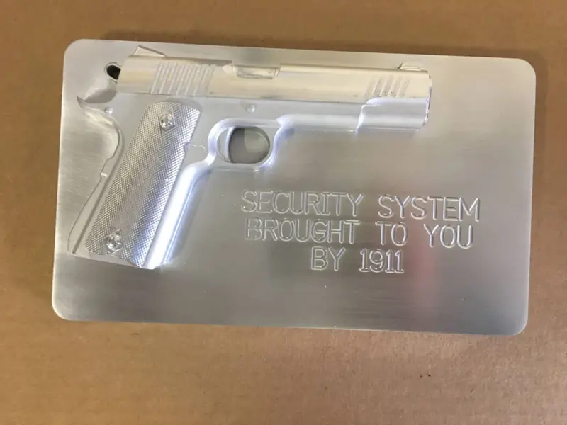 Colt 1911 A1 Man Cave/Garage Art Plaques - 12" X 7" - Cnc Machined Security System 1