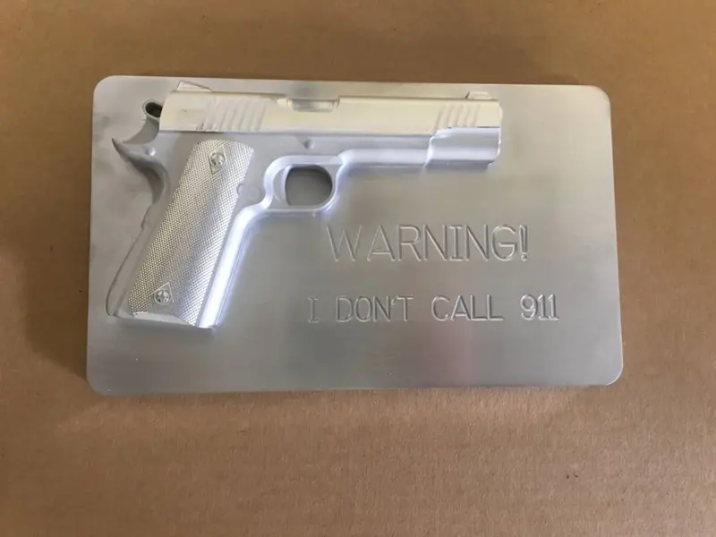 Colt 1911 A1 Man Cave/Garage Art Plaques - 12" X 7" - Cnc Machined Warning 1