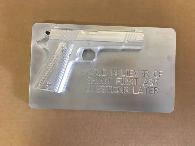 Colt 1911 A1 Man Cave/Garage Art Plaques - 12" X 7" - Shoot First Ask Later 1