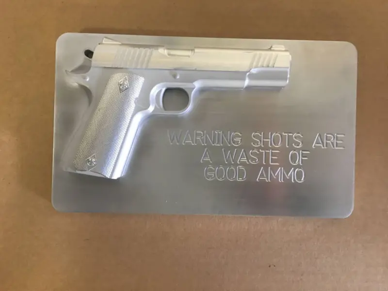 Colt 1911 A1 Man Cave/Garage Art Plaques - 12" X 7" - Warning Shots 1
