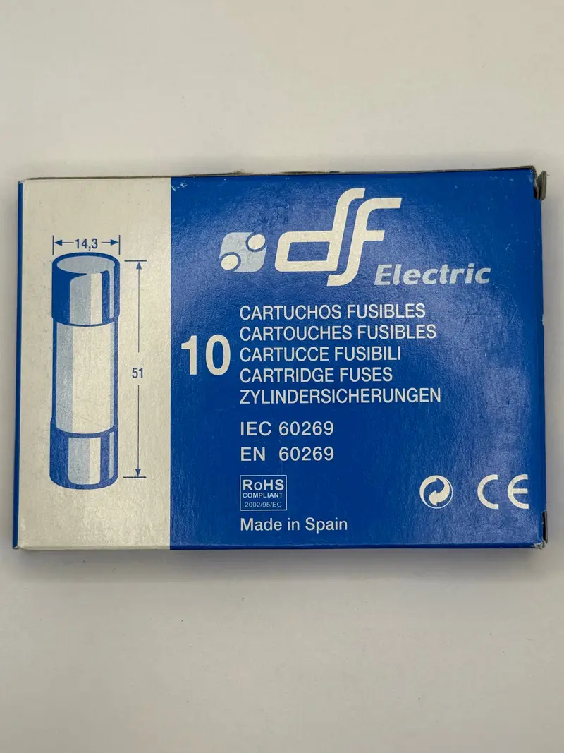 Df Electric 421002 Cartridge Fuse, 14X51mm Gg 690V 2A, Box Of 10 1