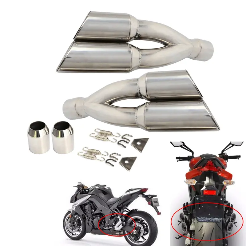 Dual Exhaust Muffler Vent Pipe Slip On 38-51Mm Scooters Motorcycle Street Bikes 1