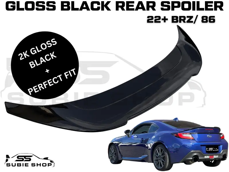 Ducktail Style Gloss Black Rear Boot Spoiler Wing For 22 + Subaru Brz Toyota 86 1