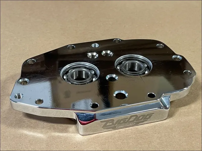 Early Big Dog Motorcycles Tp Chrome 5 Speed Lsd Transmission Trap Door W/ Logo 1