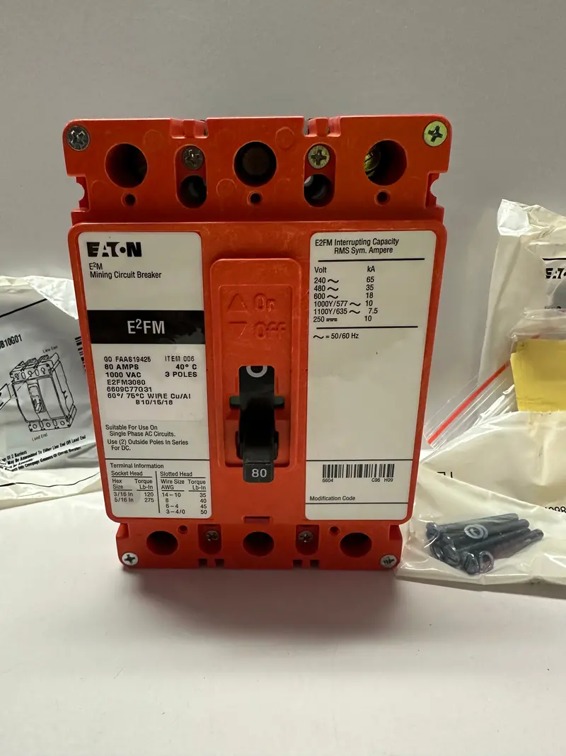 Eaton E2fm3080 Molded Circuit Breaker 80A 1