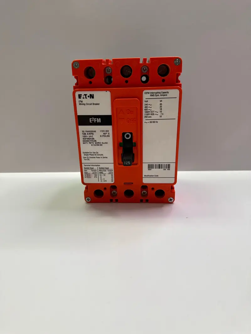Eaton E2fm3125 Molded Case Circuit Breaker, 125A, F Frame E2fm 3P 1