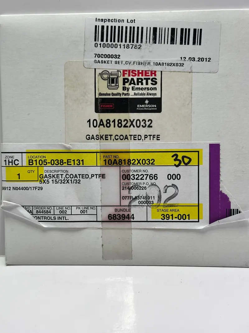 Fisher Emerson 10A8182x032 Gasket, Coated, Ptfe 1