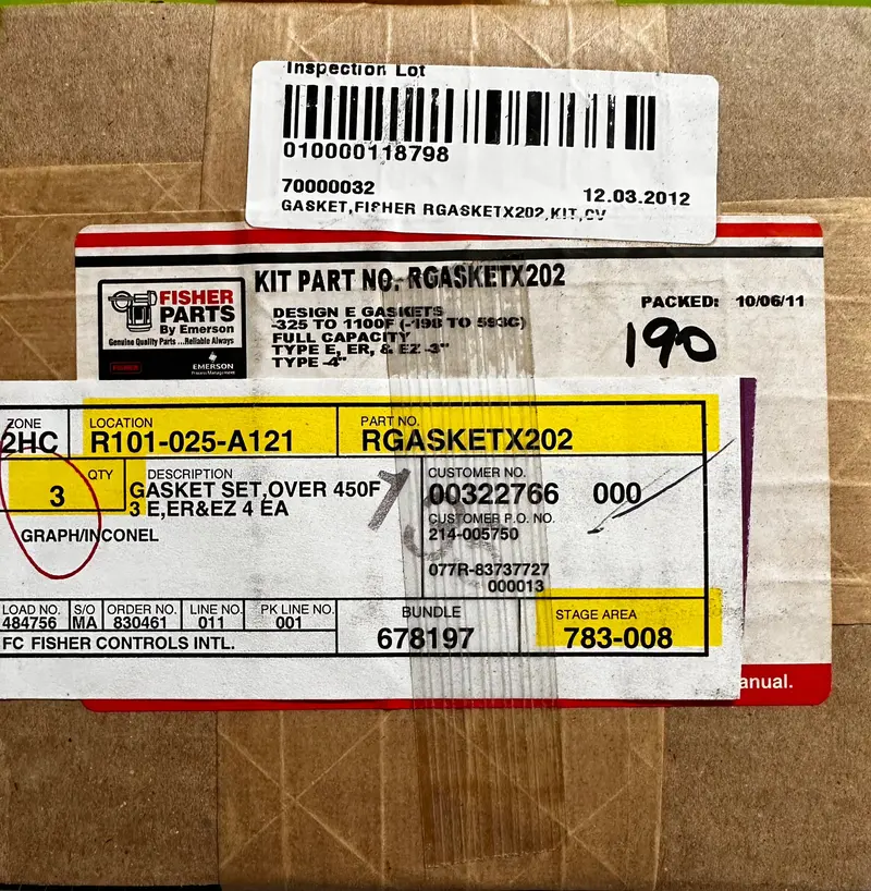 Fisher Emerson Rgasketx202 Gasket Set 1