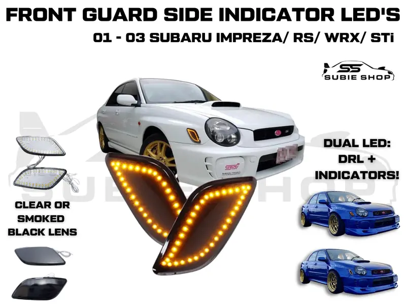 Front Guard Fender Led Side Drl + Indicators For 01 - 03 Subaru Impreza Rs Wrx 1