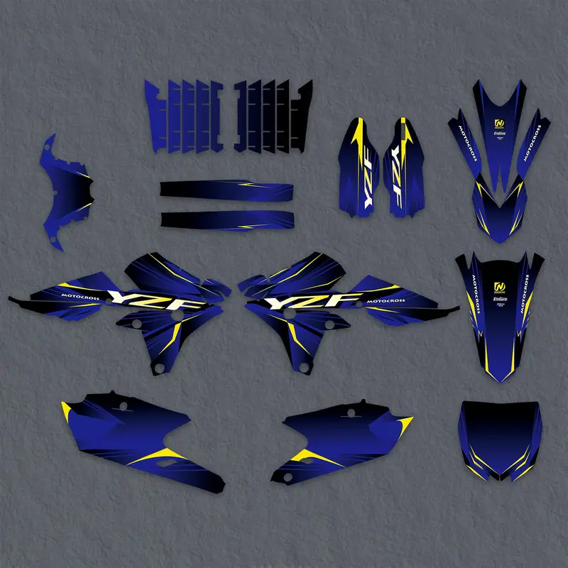 Full Graphics Decals Stickers Kit For Yamaha Yz250f 14-18 Yz450f 14-17 1