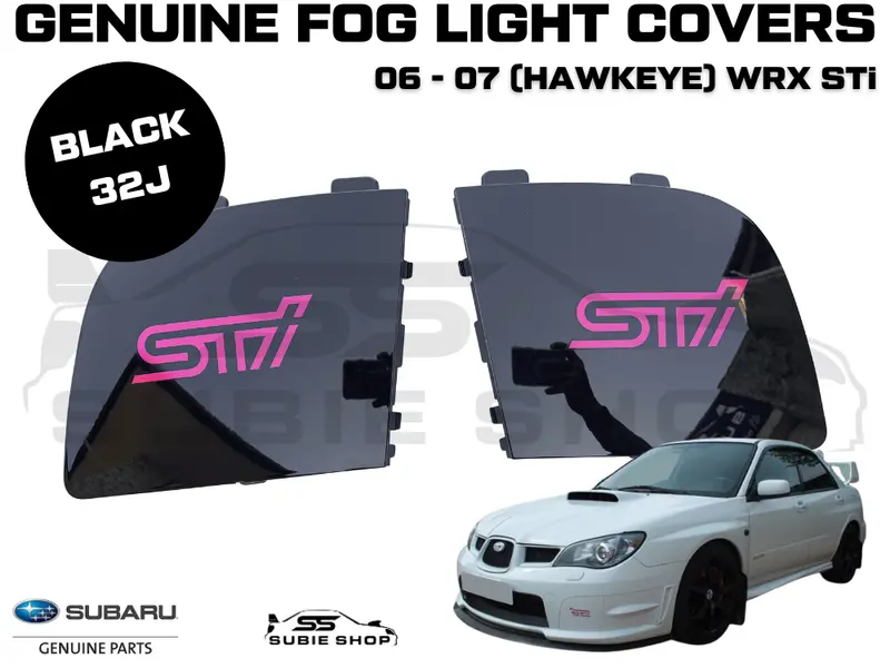 Genuine 06-07 Subaru Impreza Wrx Hawkeye Sti Fog Light Covers Surround Black 32J 1