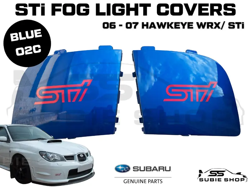 Genuine 06-07 Subaru Impreza Wrx Hawkeye Sti Fog Light Covers Surround Blue 02C 1