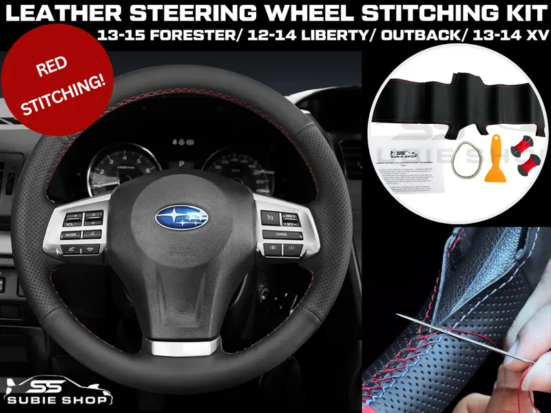 Genuine Leather Hand Stitched Steering Wheel Kit For Subaru Forester Liberty Outback Xv 1