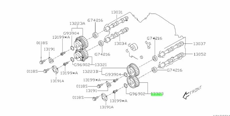 Genuine Left Camshaft Cam Exhaust Wheel Ej20x Subaru Liberty Legacy 13323Aa000 2
