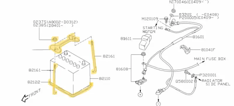 Genuine Subaru Forester Sh Xt 2008 - 12 Large Battery Tie Down Tray Clamp Holder 2