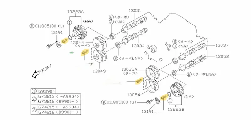Genuine Subaru Forester Shxt 08-12 Ej255 Camshaft Cam Intake Exhaust Wheel Bolts 2
