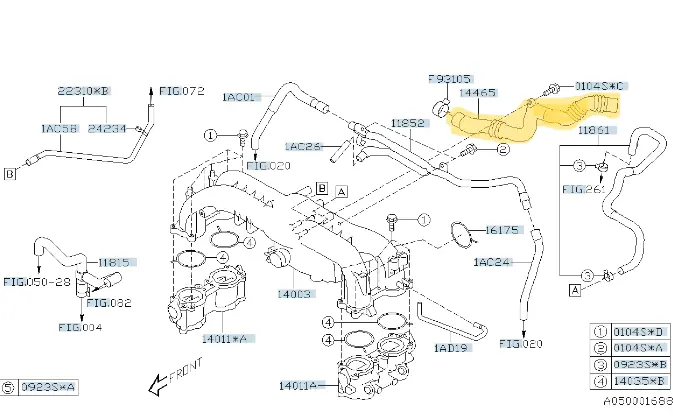 Genuine Subaru Forester Shxt 08-12 Ej255 Inlet Manifold Air Bypass Bov Hose Pipe Sh Xt 2