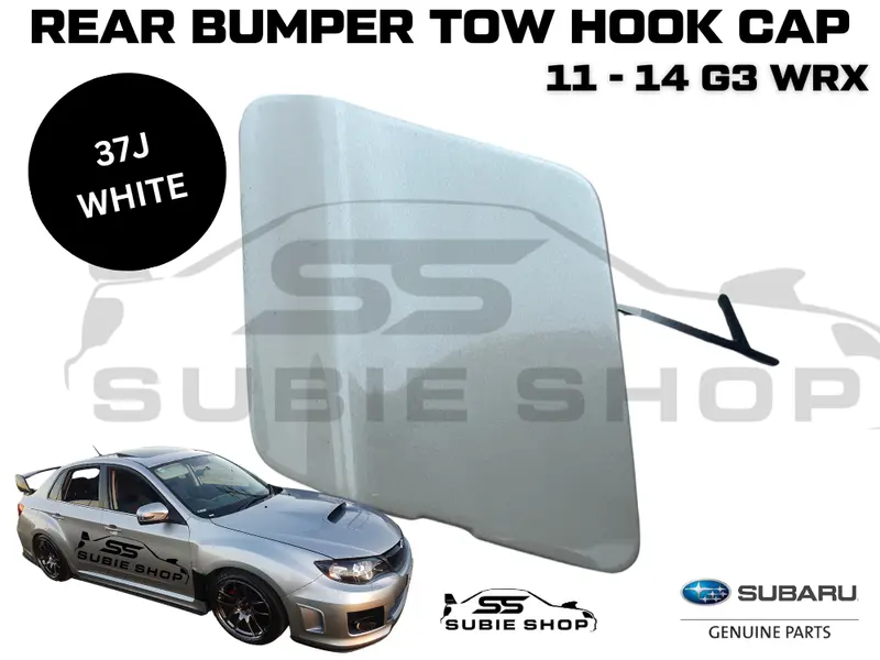 Genuine Subaru Impreza 11-14 G3 Wrx Rear Bumper Bar Tow Hook Cap Cover White 37J 1