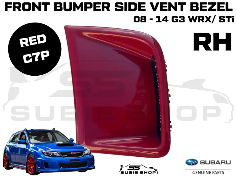 Genuine Subaru Impreza 2008 - 14 G3 Wrx Sti Front Bumper Side Vent Bezel Red C7p 1