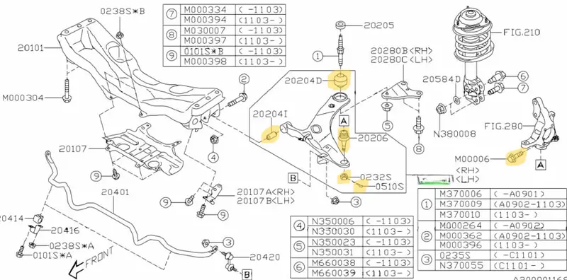 Genuine Subaru Impreza Gh 2008 - 11 Front Lower Control Arm Bush Ball Joint Kit 2