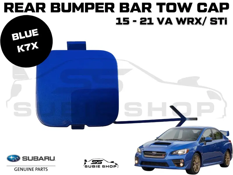Genuine Subaru Va Wrx Sti 2015 - 21 Rear Bumper Bar Tow Hook Cap Cover Blue K7x 1