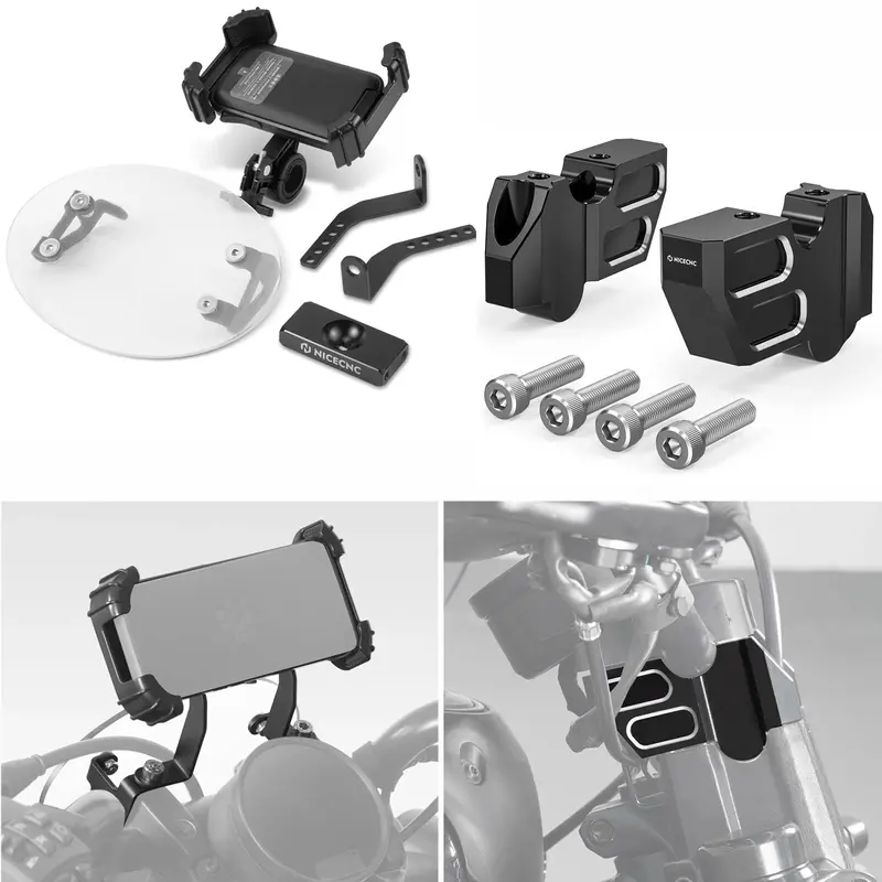 Handlebar Kickback Risers & Phone Holder Bracket Mount Kit For Harley Sportster S 1250 2