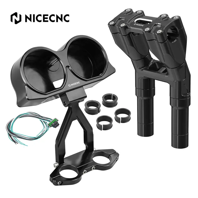 Handlebar Risers + Speedo Gauge Relocation Bracket Kit For Harley Road Glide 2015-2023 1