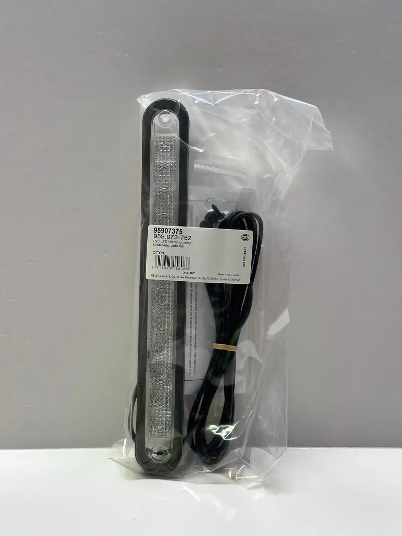 Hella 95907375 24V Led Warning Lamp, Clear Lens, Wide Rim Strip, Flush Mount, Red 2Xd 959.073-752 1