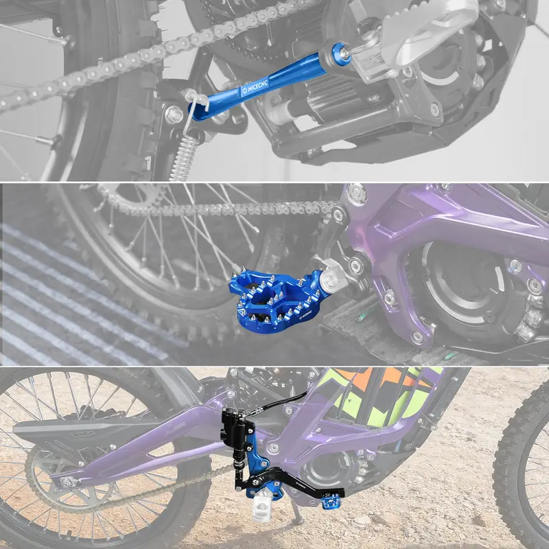Hydraulic Rear Foot Brake + Extender Footrest + Support Brace For Surron Light Bee X S 3