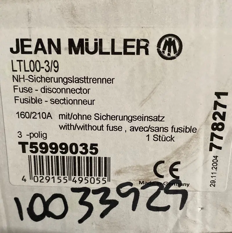 Jean Muller Ltl00-3/9 Fuse-Disconnector 1